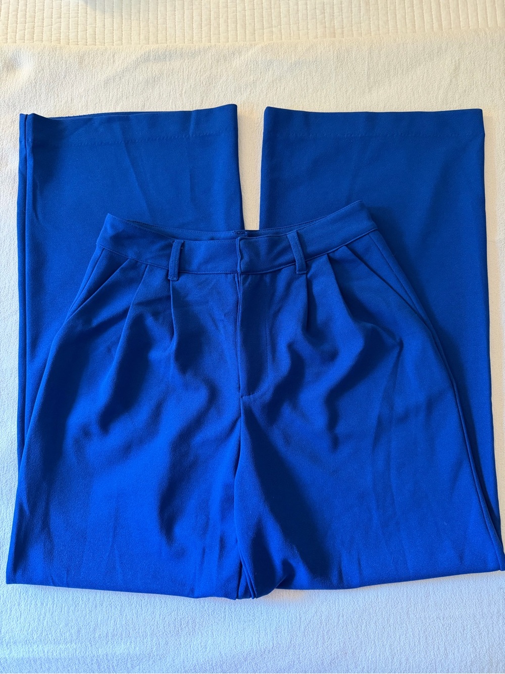Rewash Blue Pleated Wide-Leg Trousers